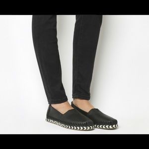 Toms Alpargata Black Leather Rope Sole Espadrilles